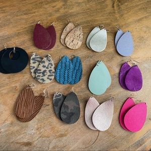 13 pairs of Nickel & Suede leather earrings